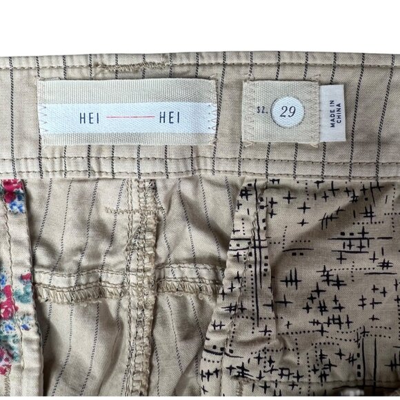 Anthropologie Hei Hei Beige Pinstriped Cropped Pants Size 29 - Picture 7 of 14